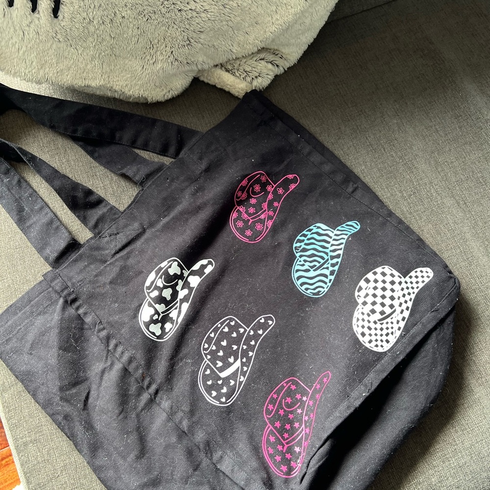 Stylish Black Tote Bag with Cowboy Hats